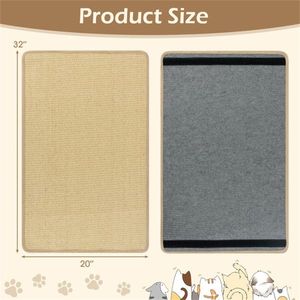 Set di 4 Tappetini Graffia Gatto in Sisal Naturale 32"x20", Tappetini Multifunzionali per Riposo e Gioco per Case con Più Gatti - Product Image 4