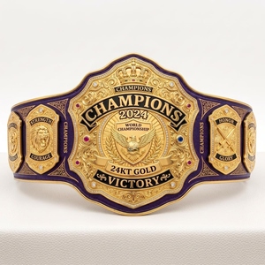 Premium PU Leather Championship Belt with Decorative Gold Plates for <b>Wrestling</b> and Martial Arts Events - Product Image 4