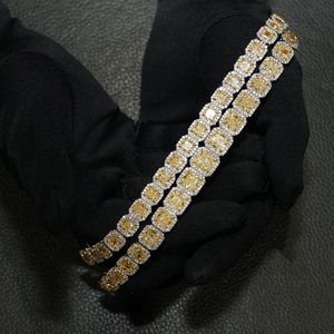 AMBER JEWELS P-605 Pulseras de tenis geométricas de oro macizo de 18K unisex con piedra natural de corte brillante, certificadas por IGI, estilo Hiphop, con engaste de garra - Product Image 1