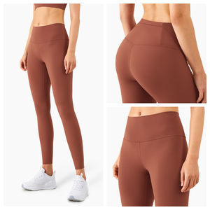 Leggings de yoga de haute qualité, extensibles dans quatre directions, imperméables, respirants, longueur cheville, taille haute, effet push-up, motif uni - Product Image 1