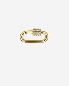 จี้คาราไบเนอร์แบบมีตัวล็อค ทอง 14k 18k เพชรเพาะเลี้ยง 0.16 กะรัต ประดับเพชรแบบ Pave Set ตัวล็อคแบบเกี่ยว ดีไซน์ทันสมัย สามารถสวมซ้อนกันได้ - Product Image 1