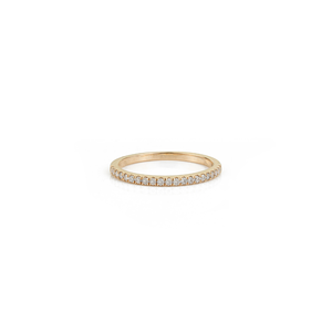 Anillo de media eternidad apilable de oro amarillo macizo de 14 quilates con diamantes de talla brillante redonda de diseño elegante para uso diario, joyería al por mayor - Product Image 1