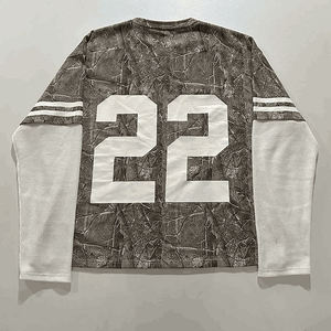 Camiseta de Manga Larga con Estampado de Camuflaje y Número 22 para Hombre, Jersey Deportivo con Cuello Redondo, Corte Regular, Transpirable, de Poliéster Tejido - Product Image 2
