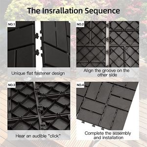 Baldosas de terraza entrelazadas para todo tipo de clima, 12x12 pulgadas, cuadradas, de composite, para exteriores, con cuatro listones, de plástico, para todos los usos. - Product Image 4