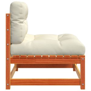 Canapé de jardin élégant en bois de pin massif, tissu Oxford et coton PP, finition crème, couleur marron ciré - Product Image 6