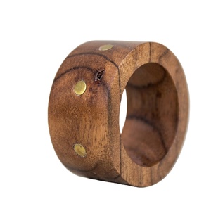 Handmade <b>Walnut</b> Wood Napkin Ring with Brass Inlay Eco-Friendly Round Wooden Napkin Holder Luxury <b>Table</b> Decor Wholesale Supply - Product Image 1
