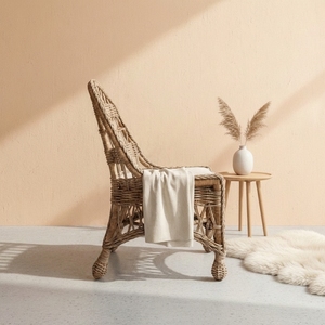 Handmade Durable Eco-Friendly Natural Rattan <b>Dining</b> <b>Armchair</b> with Cushion Rustic Design for Home Hotel & Outdoor Use - Product Image 2