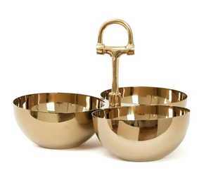 Cuenco de servir de metal martillado plateado de 3 niveles con asa central, de acero inoxidable, para condimentos, frutos secos, aperitivos y salsas, apto para lavavajillas - Product Image 4