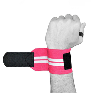 Attelle de poignet respirante en nylon avec fermeture auto-agrippante, rayures roses et blanches, pour le sport et l'extérieur, ajustement universel - Product Image 3