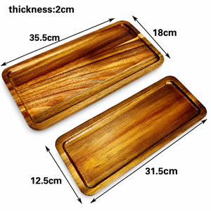 Plateau de service rectangulaire en bois d'acacia massif, poli, durable, couleur personnalisée, pour mariage et fêtes, SOFIYA CRAFT - Product Image 2
