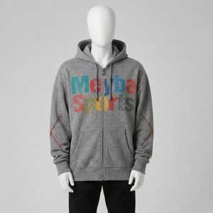 Sudadera con Capucha Gris para Hombre, Diseño Moderno con Texto Multicolor, Estilo Urbano, Cierre Completo, Forro Polar, Ropa Casual - Product Image 1