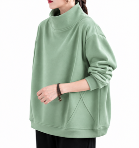 เสื้อสตรีทรงหลวมแบบใหม่ คอเต่า น้ำหนัก 340GSM ไหล่ตก แห้งเร็ว ระบายอากาศดี ขายส่งราคาถูก - Product Image 5