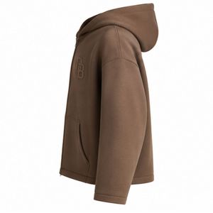 Sweat-shirt à capuche pour homme, marron, logo 3D brodé, coupe classique, vêtement décontracté pour l'automne - Product Image 4