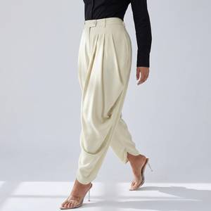 Women's High Waisted Striped Harem <b>Pants</b> Cotton Bamboo Fiber Loose Fit Ankle Length Elastic Waist Casual Autumn Trousers - Product Image 2