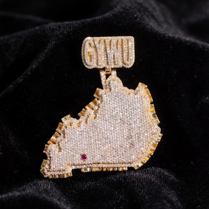 Precio de fábrica para dropshipping: Joyas Pahal personalizadas de Hip Hop, colgante de mapa con moissanita VVS de plata de ley 925 certificada. - Product Image 1