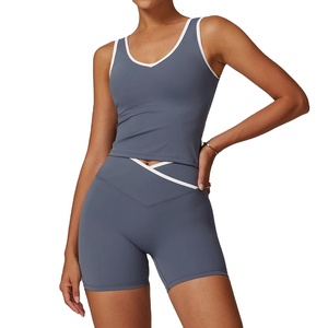 จั๊มสูทลำลองสำหรับผู้หญิง, ชุดออกกำลังกายไมโครแบบลำลองชุดออกกำลังกายแบบตัวยูสวยงามด้านหลังชุดเล่นโยคะทางอากาศรูปแบบสีทึบระบายอากาศได้ดี - Product Image 6