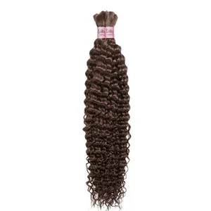 Extensiones de Cabello Rizado Remy a Granel, Ondas Profundas Naturales, Estilo Marrón Rosado, Base de Seda India, Doble Trama, Tamaño Personalizable - Product Image 2