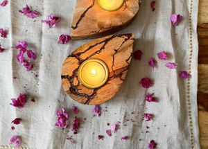 Giá đỡ nến trà hình oval bằng gỗ tự nhiên thủ công, trang trí nhà cửa theo phong cách <span class=keywords><strong>rustic</strong></span> boho, quà tặng Giáng sinh, Phục sinh, đám cưới - Product Image 3
