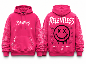 Custom <b>Pink</b> Smiley Face Graphic Hoodie Oversized Streetwear Pullover Sweatshirt Unisex OEM ODM - Product Image 3
