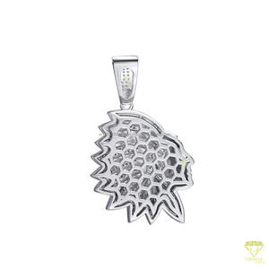 Collar de Plata 925 con Colgante de Cabeza de Jefe con Incrustaciones de Diamantes Moissanite, Estilo Urbano - Product Image 4