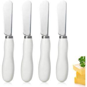 Set di 4 Spatole per Formaggio con Impugnatura Comoda, Lama in Acciaio Inox Bianca da 5,3 Pollici, Utensili per Formaggio per Uso in Cucina - Product Image 1