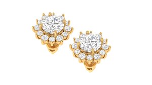 Pendientes de Flor con Diamantes Cultivados en Laboratorio de Oro de 14k y 18k, Joyería Fina Romántica para Uso Diario, Proveedor Mayorista para Mujeres - Product Image 4