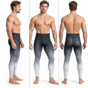 Leggings de compression pour hommes à imprimé sublimation, extensibles dans quatre directions, pantalons de compression, vêtements de sport pour hommes, pantalons de base imprimés, collants de yoga - Product Image 5