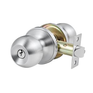 Maniglia per Porta d'Ingresso in Nichel Satinato con Pomello a Sfera, Tutto in Metallo, Ottone e Ferro, Maniglie per Porte Esterne con Blocco a Girello Interno - Product Image 3