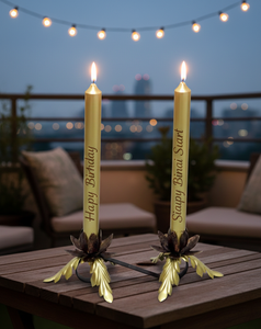 Velas de Cumpleaños de Cera de Soja Cónicas a Rayas de Colores, Personalizadas con Nombre, Sin Humo, Hechas a Mano, con Aroma a Rosas, para Halloween/Navidad - Product Image 1