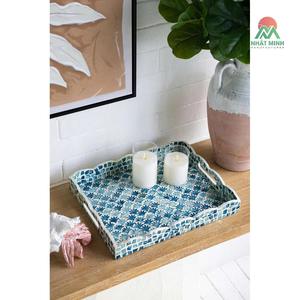 Handcrafted Blue Mother of Pearl Serving Tray Luxury <b>Rectangle</b> Decorative Tray for Home & Hospitality - Product Image 4