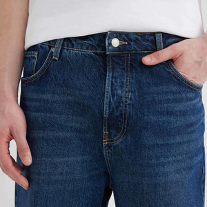 Pantalon en jean brodé taille mi-haute pour homme, grande taille, extensible, coupe droite, respirant, délavé, style urbain - Product Image 5