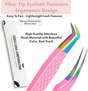 แหนบต่อขนตาปลายไฟเบอร์คุณภาพสูง สแตนเลสอย่างดี สำหรับแยกขนตา  พร้อมโลโก้สั่งทำได้ - Product Image 2