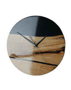 India Handicraft Wooden and Epoxy Resin Wall <b>Clock</b> Resin Best Style Personalized <b>Clock</b> with Black & Golden Color - Product Image 1
