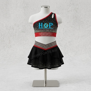 Sujetador deportivo con pedrería para niñas, falda de animadora con lazo, ropa de práctica de baile con pedrería, uniforme de entrenamiento de animadora - Product Image 3