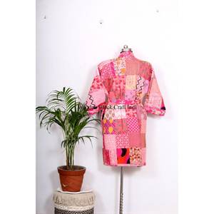 <b>Women's</b> Unique Eco-Friendly Quilted V-neck <b>kimono</b> Indian Handmade Kantha <b>Kimono</b> Robe Winter Wear 100% Cotton Gift for <b>women</b> - Product Image 6