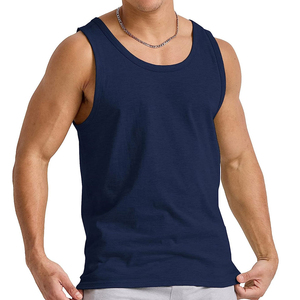 Men Solid Color O-Neck Knitted Tank Top Casual Style Dark Blue Sleeveless <b>Vest</b> Custom Logo High Quality Material - Product Image 1