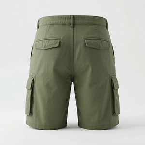 Men's Shorts Olive Green Cargo Shorts Mid Waist Button Fly Quick Dry Canvas Polyester Casual Bermuda Shorts with Zip Pockets OEM - Product Image 2