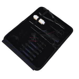 Black Hair Extension <b>Tools</b> Kit for Stylists 7-Inch Flat Plier Hair Loop Wig <b>Thread</b> Tail Comb Curved Needles <b>Thread</b> Scissor Clips - Product Image 1