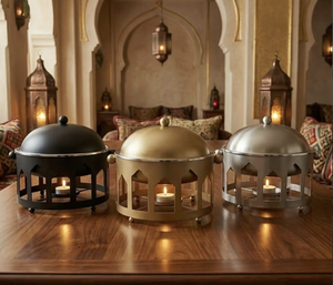 New Silverware Round Casserole Food Warmer tealight Buffet with Stand Premium Design Arabic Style Home Event Parties Usage - Product Image 5