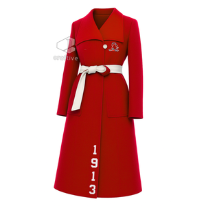 Delta |   Sigma |   Manteau en laine Theta Sorority pour femmes, coupe ajustée, long, avec ceinture, fermeture à boutons, vêtement décontracté et formel - Product Image 1
