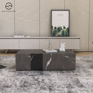 Modern Marble Coffee <b>Table</b> Minimalist Design Living Room Furniture Decorative <b>Stone</b> <b>Top</b> Rectangular Shape - Product Image 2