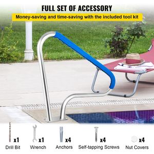 Barandilla para Piscina de Acero Inoxidable 304, 48x36, Plateada, Capacidad de Carga de 250 LBS, Diseño Humanizado Resistente a la Corrosión - Product Image 6