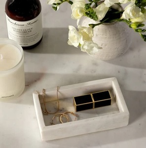 Plateau en marbre au design moderne, finition polie, multifonctionnel, pour parfums, bijoux, pierre décorative, table de toilette, décoration de luxe - Product Image 2