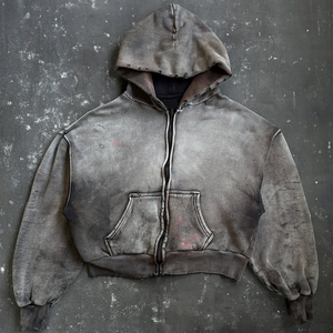 High Quality Acid Washing Men's Hoodie Custom Oversized <b>Spray</b> Distressed Hoodies With Drop Shoulder in Stock Fast Shipping - Product Image 1