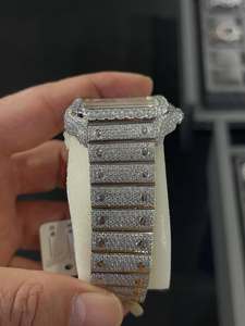 Luxury Two-Tone Custom Men's Watch Fully Iced Out Square <b>Face</b> Arabic Watch | Moissanite VVS Diamond Bust Down Watch | - Product Image 4