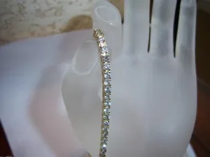 Moissanite Tennis <b>Bracelet</b> 925 <b>Silver</b> Yellow Gold Plated Classic Round Brilliant Cut Luxury Diamond Look for Women - Product Image 6