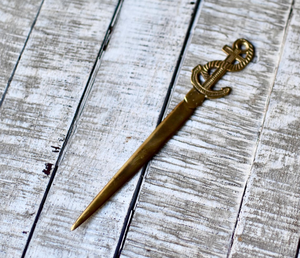 Handcrafted Vintage Bronze <b>Letter</b> Knife with Anchor Design Elegant Envelope Opening Tool for Home and Office - Product Image 2