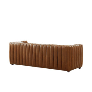 Modern Tufted Three Seat Leather <b>Sofa</b> Minimalist Style Living Room Leather <b>Sofa</b> <b>Set</b> - Product Image 3