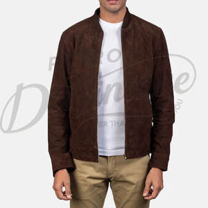 Blouson Bomber en Cuir Souple Marron Foncé pour Homme, Veste Décontractée Slim Fit en Véritable Peau de Mouton, Style Baseball Zippé pour Automne Hiver - Product Image 6