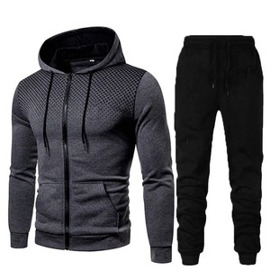 Men 2-Piece Quick Dry Front Logo Tracksuit Set <b>Zip</b>-Up Hoodie Sweatpants Contrast Color Jogger Outfit for Gym Jogging Casual Wear - Product Image 3